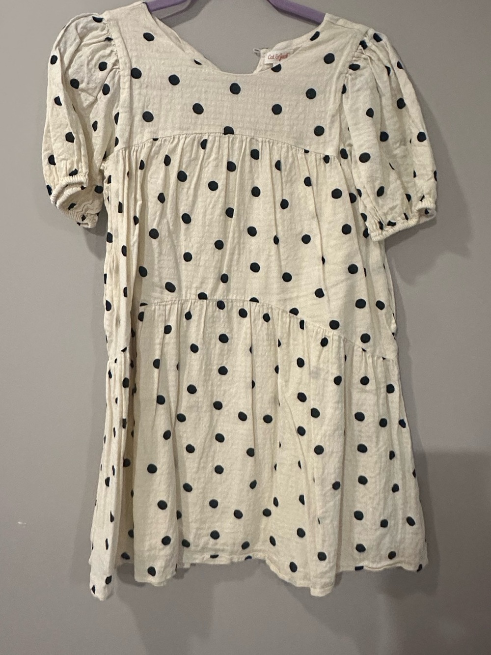 Cat & Jack Ivory Dress with Black Polka Dots  xl Sz 14